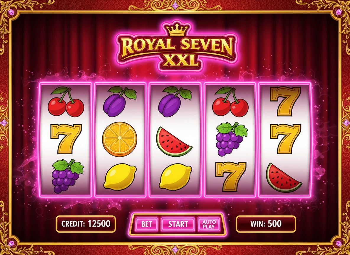 Royal Seven XXL Spielautomat mit 5 Walzen und Früchte-Symbolen